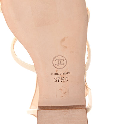 Chanel Lambskin Pearl Thong Sandals 37.5 Beige 7 of 7