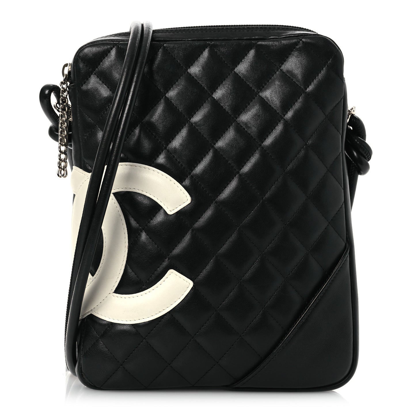 Calfskin Quilted Medium Cambon Messenger Black White