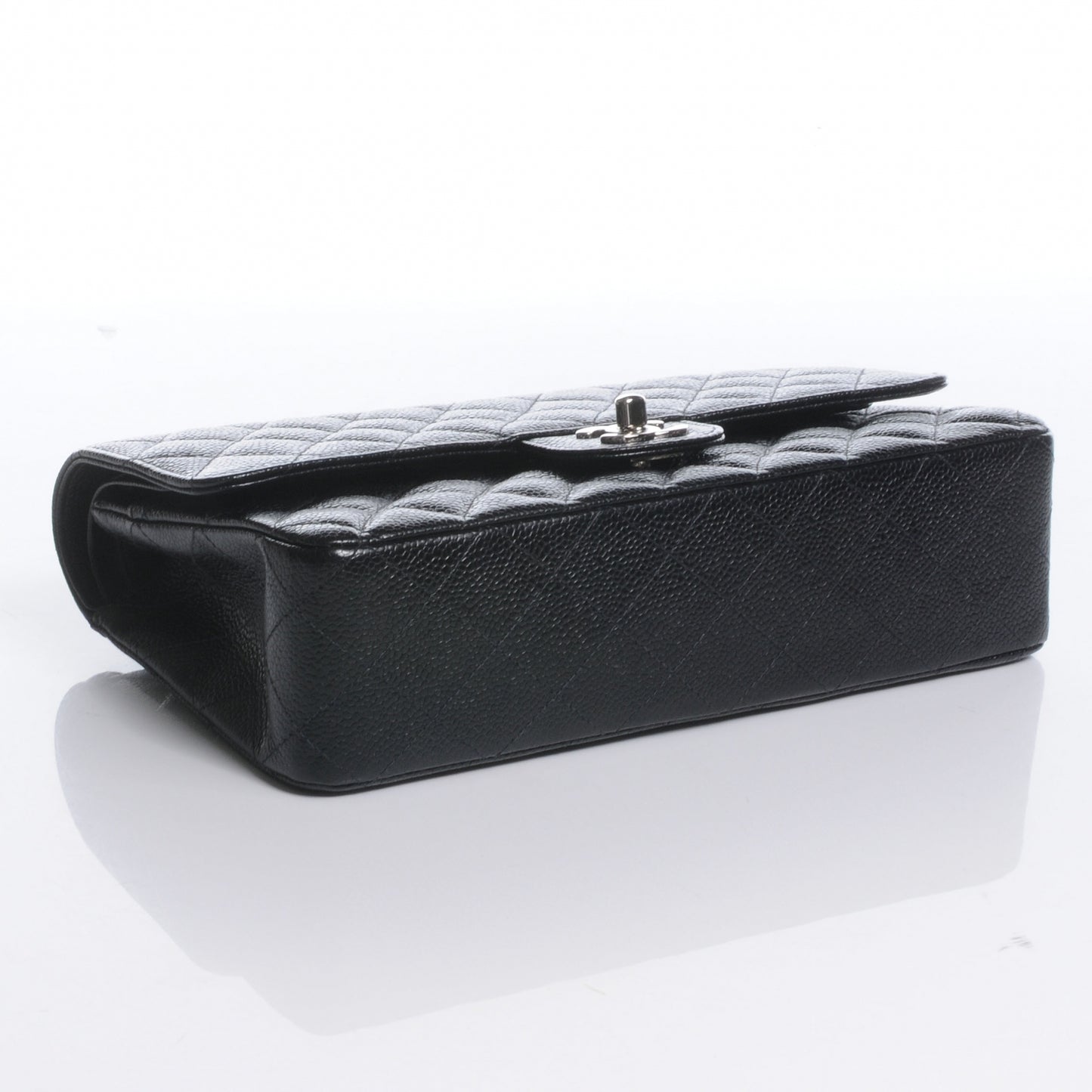 Caviar Quilted Medium Double Flap Black