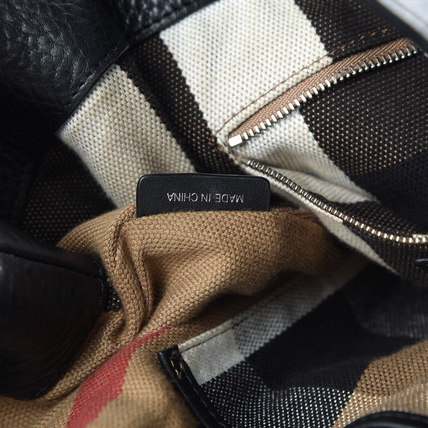 Burberry Grainy Calfskin House Check Medium Maidstone Black 7 of 14