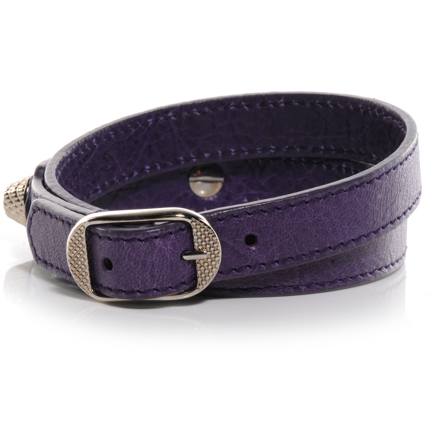 Agneau Arena Giant 12 Silver Hardware Triple Tour Bracelet Small Violet