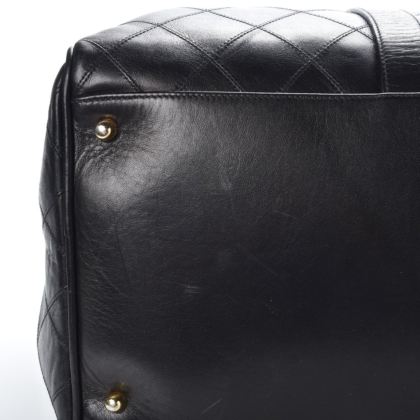 Calfskin Stitched Duffel Bag Black