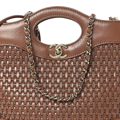 Chanel Shiny Lambskin Patent Calfskin Quilted Mini 31 Shopping Bag Brown 8 of 10