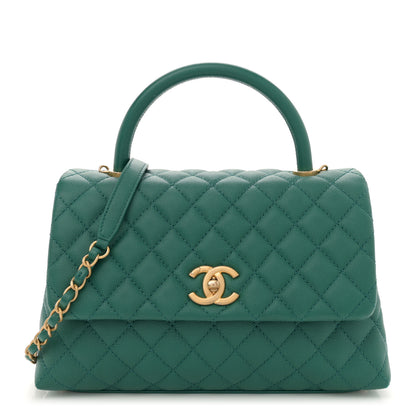 Chanel Caviar Quilted Small Coco Handle Flap Green 1 of 11