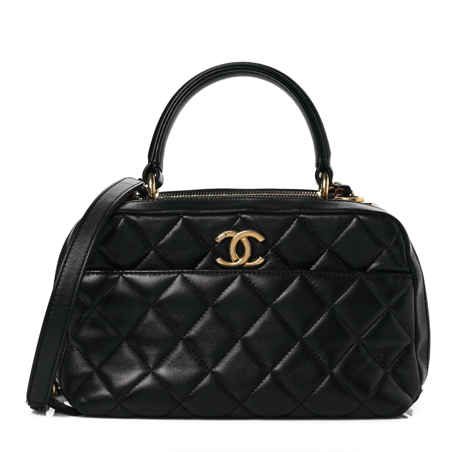 Chanel Lambskin Quilted Medium Trendy CC Bowling Bag Black 1 of 8
