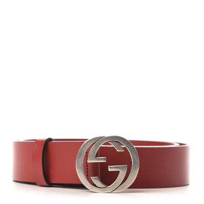 Gucci Selleria Calfskin Nickel Interlocking G 37mm Belt 90 36 Rosso 1 of 5