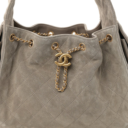 Chanel Suede Quilted Small Chanel 25 Handbag Dark Grey 8 of 10