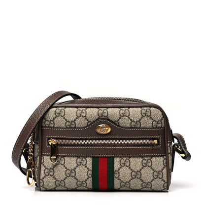 Gucci GG Supreme Monogram Web Mini Ophidia Shoulder Bag Brown 1 of 10