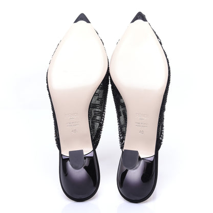 Fendi Technical Mesh Crystal FF Embellished Colibri 55mm Mules 40 Black 9 of 11