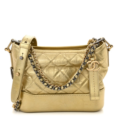 Chanel Metallic Aged Calfskin Quilted Small Gabrielle Hobo Gold 1 of 12