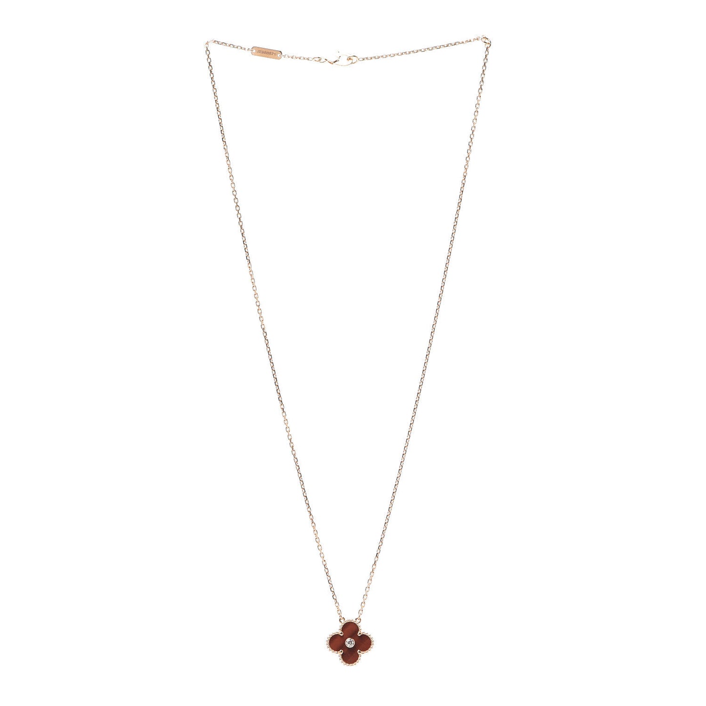 18K Rose Gold Diamond Bulls Eye Vintage Alhambra Pendant Necklace