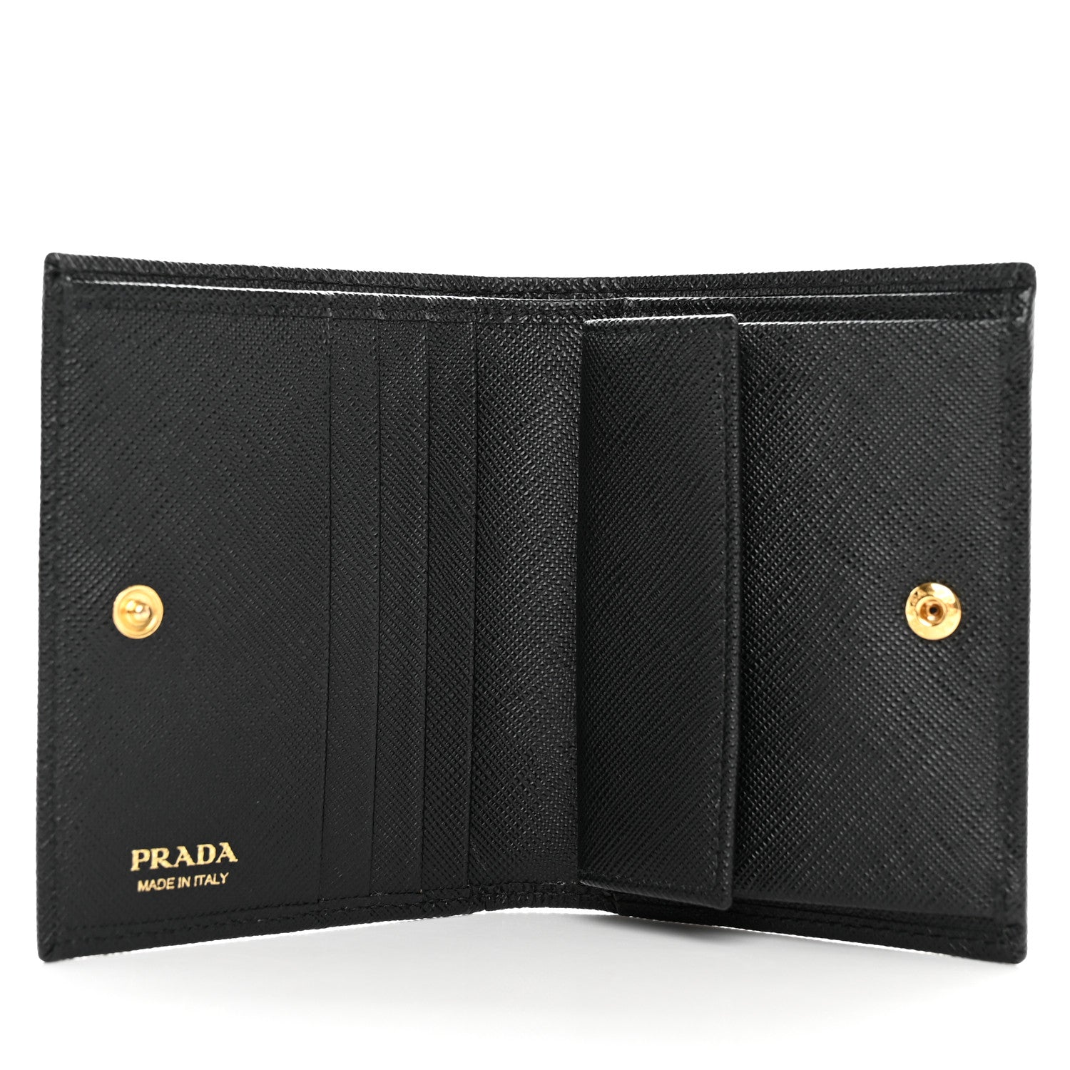 Prada Saffiano Triangle Bi-Fold Wallet Black 5 of 8
