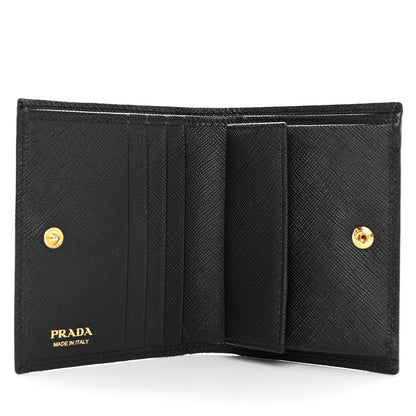 Prada Saffiano Triangle Bi-Fold Wallet Black 5 of 8