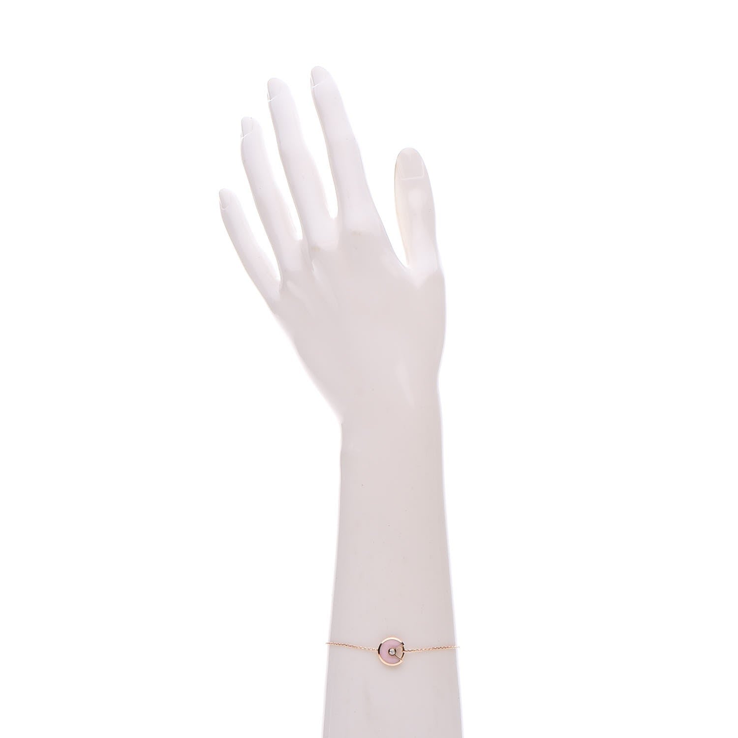 Cartier 18K Pink Gold Diamond Pink Opal Amulette de Cartier Bracelet 2 of 9