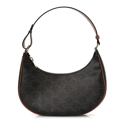 Celine Triomphe Canvas Calfskin Ava Shoulder Bag Tan 1 of 12