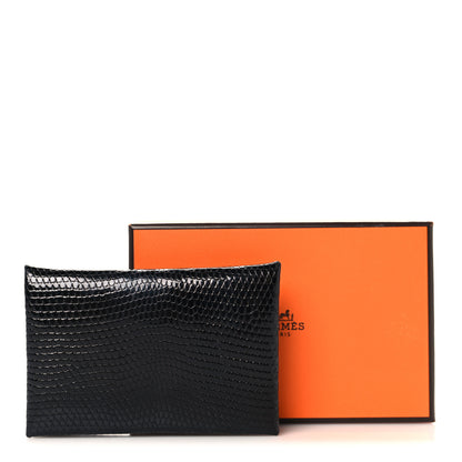 Hermes Lizard Calvi Card Case Black 7 of 7