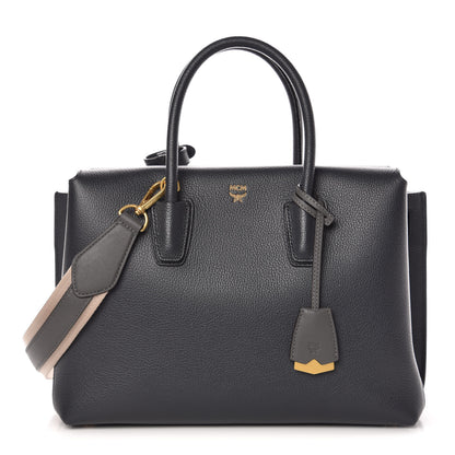 MCM Grained Calfskin Medium Milla Tote Phantom Grey 1 of 12