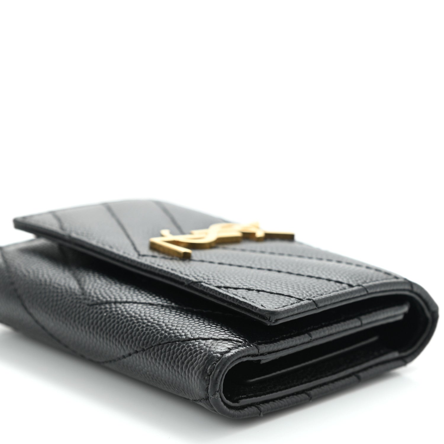 Saint Laurent Grain De Poudre Matelasse Cassandre Monogram Slim Key Case Black 9 of 9