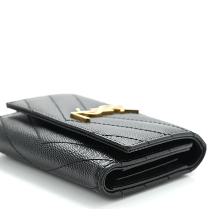 Saint Laurent Grain De Poudre Matelasse Cassandre Monogram Slim Key Case Black 9 of 9
