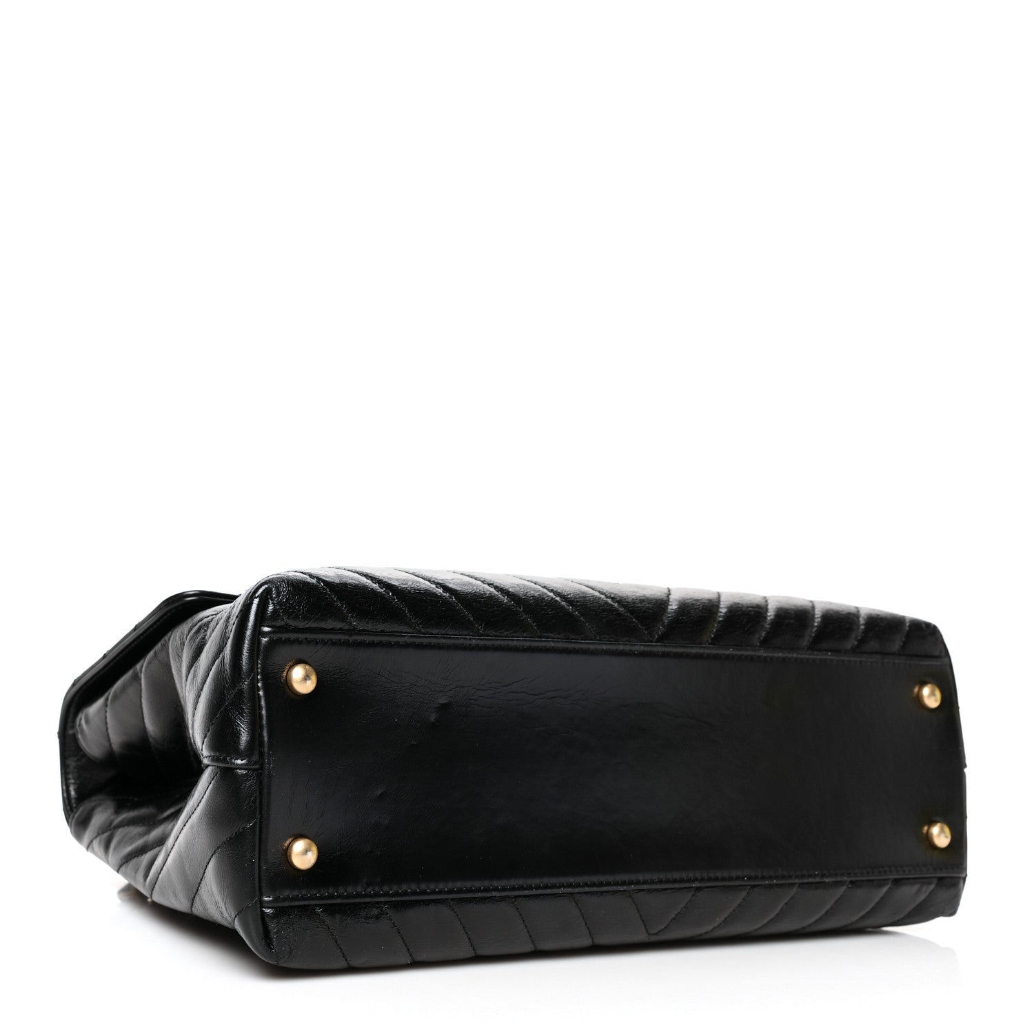 Chanel Calfskin Chevron Quilted Medium Coco Handle Flap Black 3 of 9