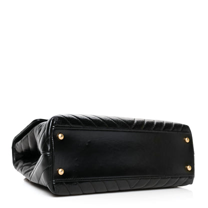 Chanel Calfskin Chevron Quilted Medium Coco Handle Flap Black 3 of 9