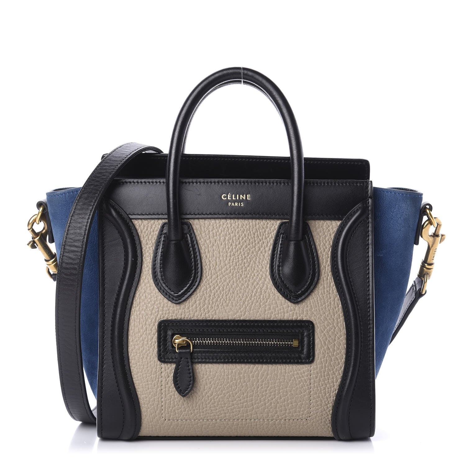 Celine Elephant Calfskin Suede Tri-color Nano Luggage Sand 1 of 11