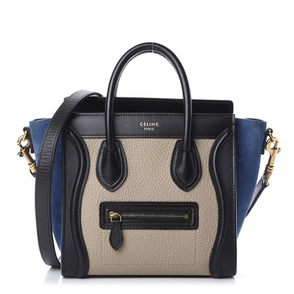 Celine Elephant Calfskin Suede Tri-color Nano Luggage Sand 1 of 11