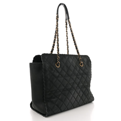 Chanel Iridescent Calfskin Quilted Happy Stitch Shopping Tote Black 3 of 12