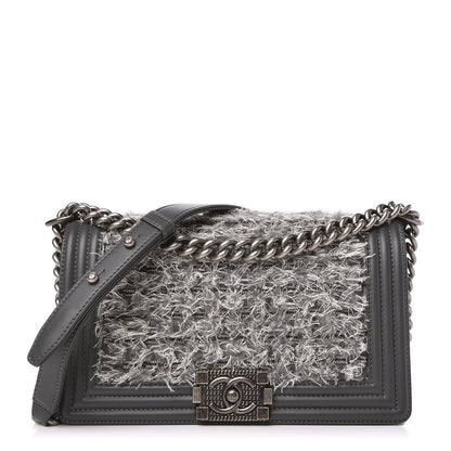 Chanel Tweed Calfskin Medium Boy Flap Grey 1 of 11