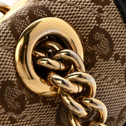 Gucci Monogram Matelasse Diagonal Small GG Marmont Shoulder Bag Beige Black 14 of 17