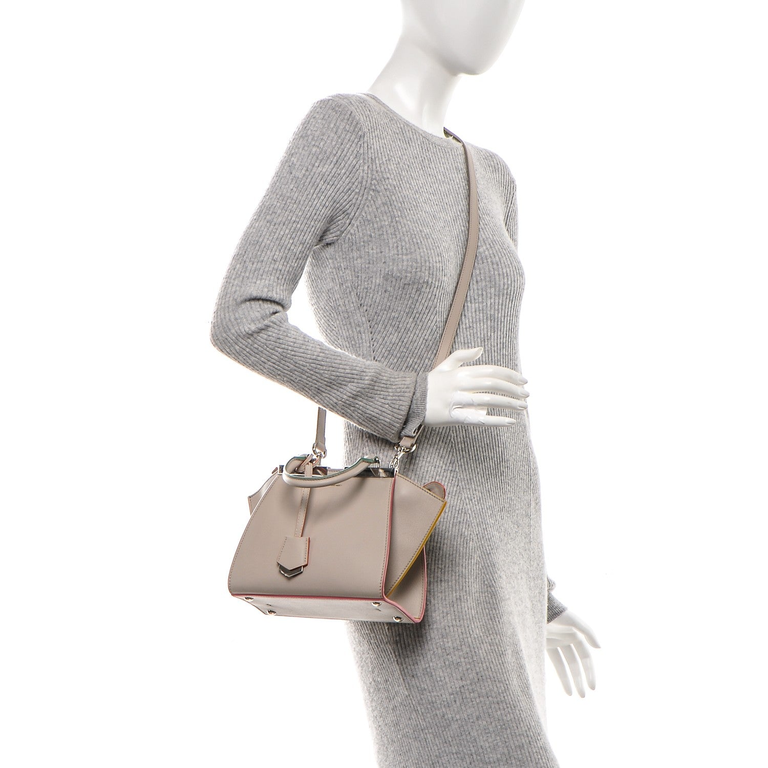 Fendi Vitello Dolce Mini 3Jours Tote Grigio Polvere 2 of 9