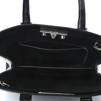 Saint Laurent Calfskin Crocodile Embossed Medium Trois Class Tote Black 5 of 5