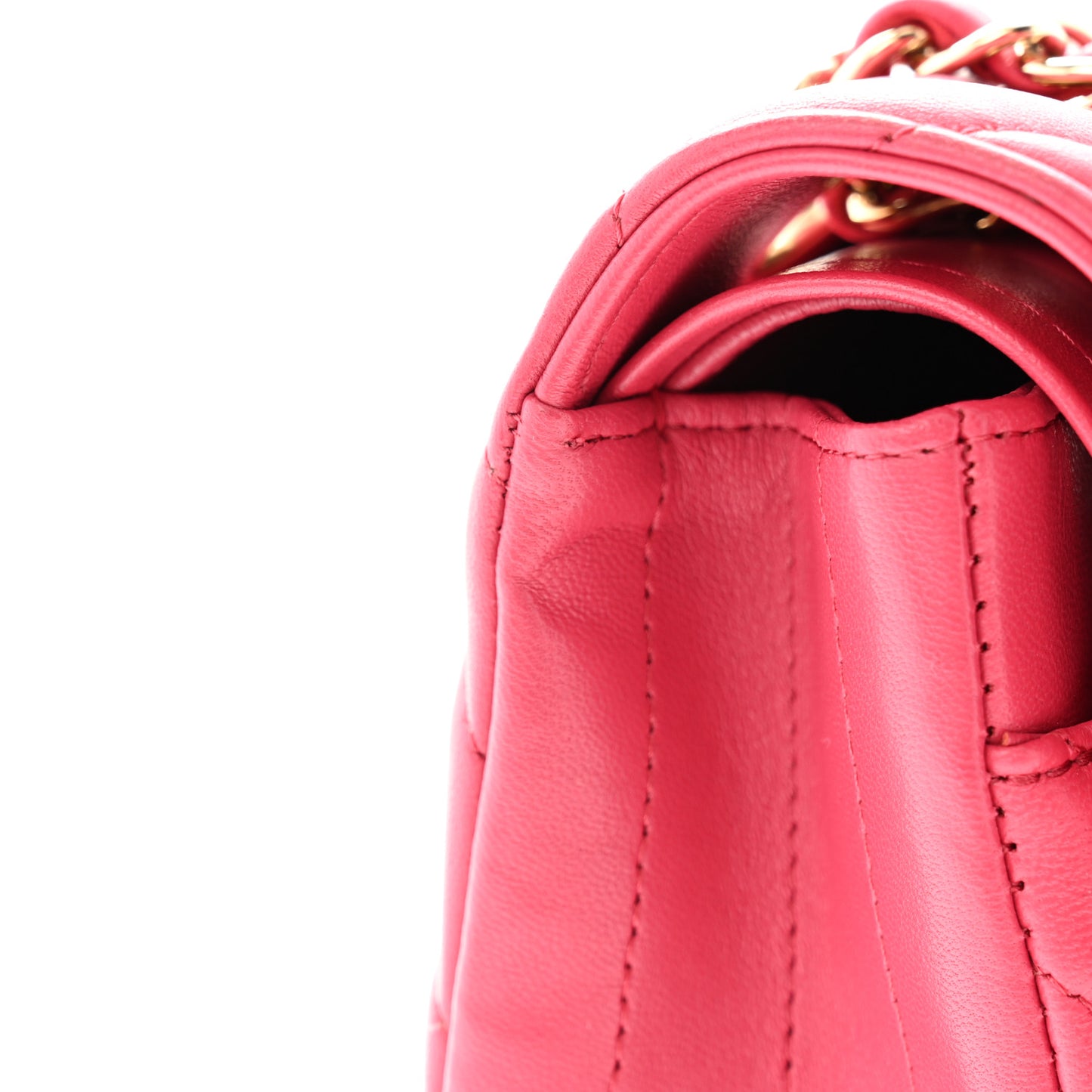 Lambskin Chevron Quilted Medium Double Flap Pink