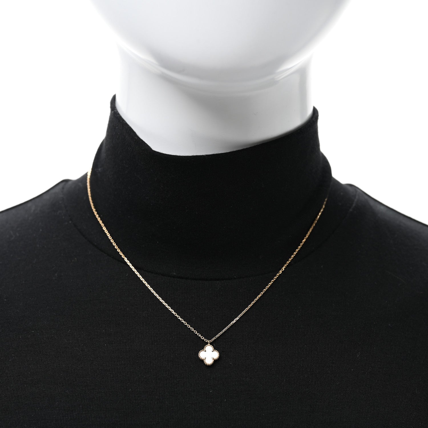 Van Cleef & Arpels 18K Yellow Gold Mother of Pearl Sweet Alhambra Pendant Necklace 2 of 5