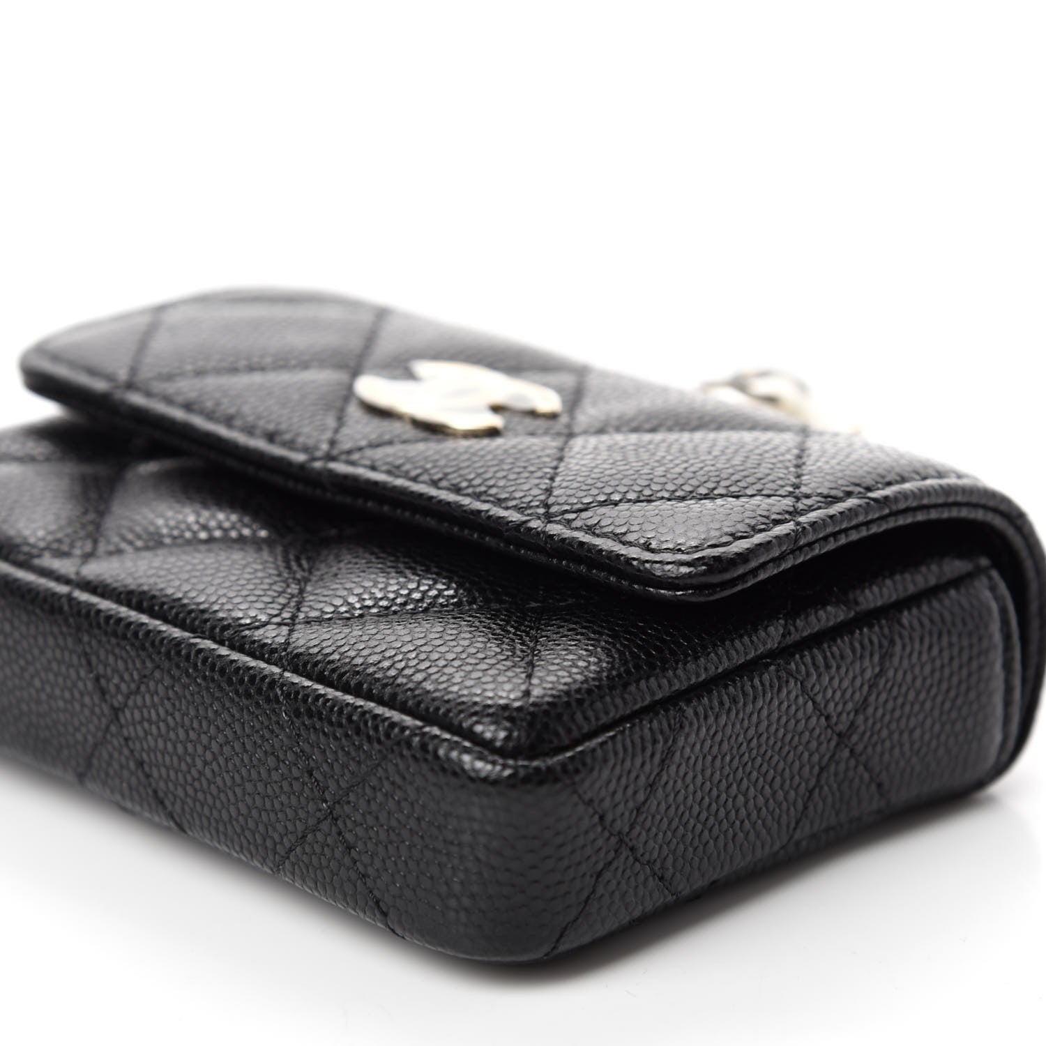 Chanel Caviar Quilted Pearl Card Holder On Chain Black 7 of 12