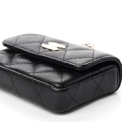 Chanel Caviar Quilted Pearl Card Holder On Chain Black 7 of 12