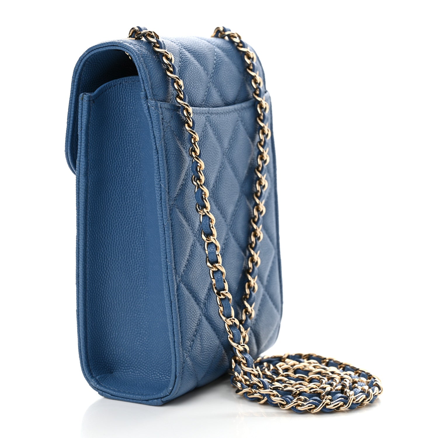 Chanel Caviar Quilted Classic Phone Holder Blue 3 of 13