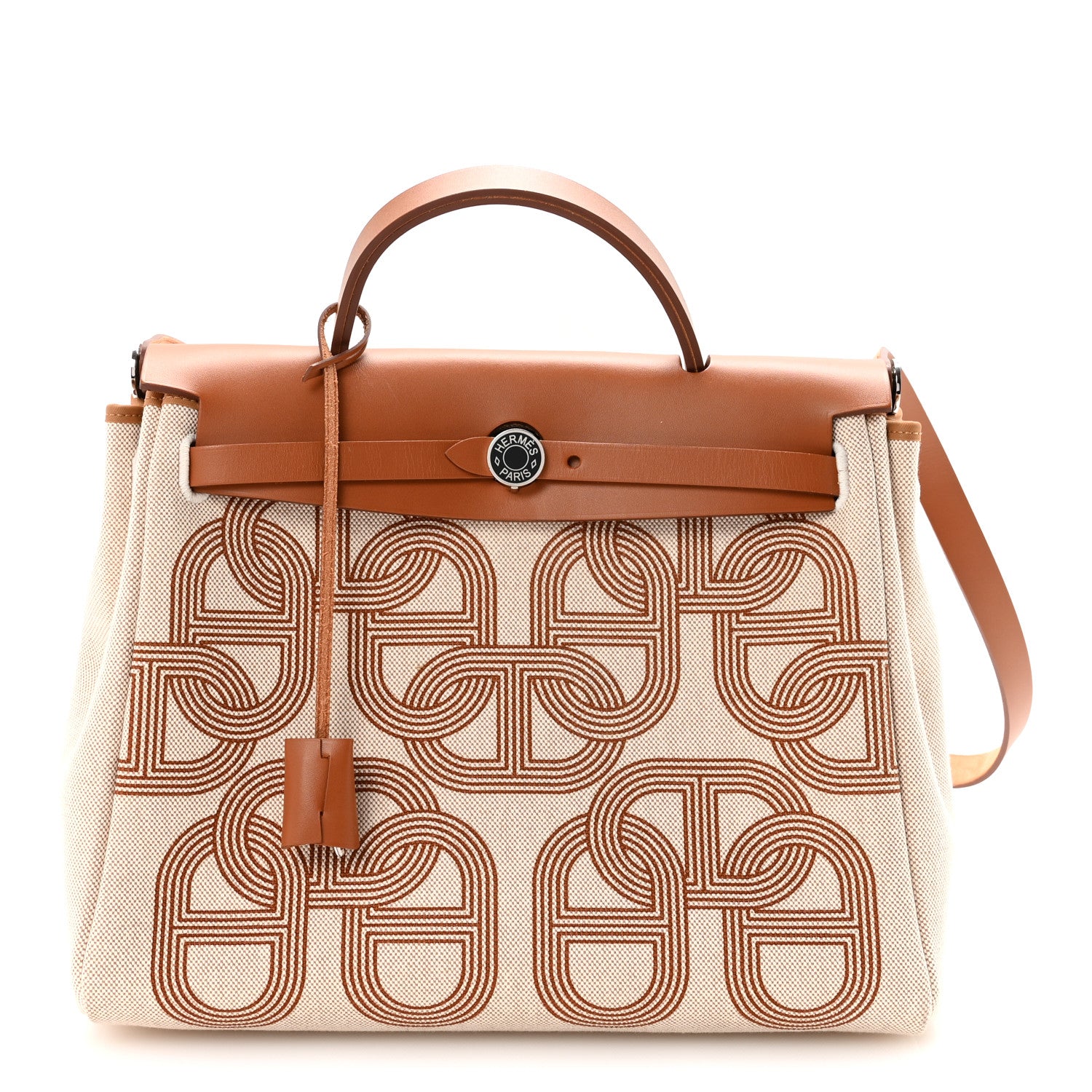 Hermes H Plume Canvas Vache Hunter Circuit 24 Herbag Zip Retourne 31 Naturel 1 of 11