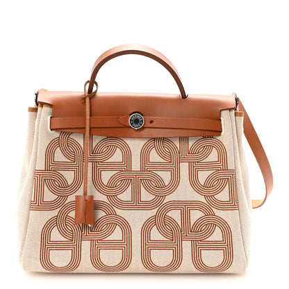 Hermes H Plume Canvas Vache Hunter Circuit 24 Herbag Zip Retourne 31 Naturel 1 of 11