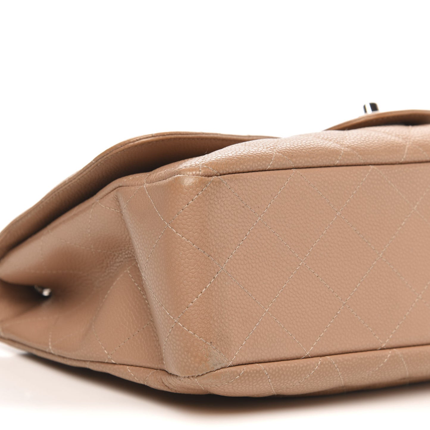 Caviar Quilted Jumbo Single Flap Beige