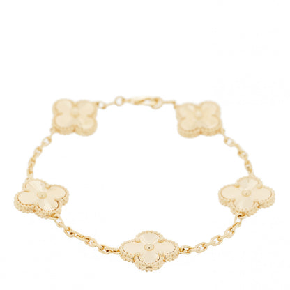 Van Cleef & Arpels 18K Yellow Gold 5 Motifs Guilloche Vintage Alhambra Bracelet 1 of 6