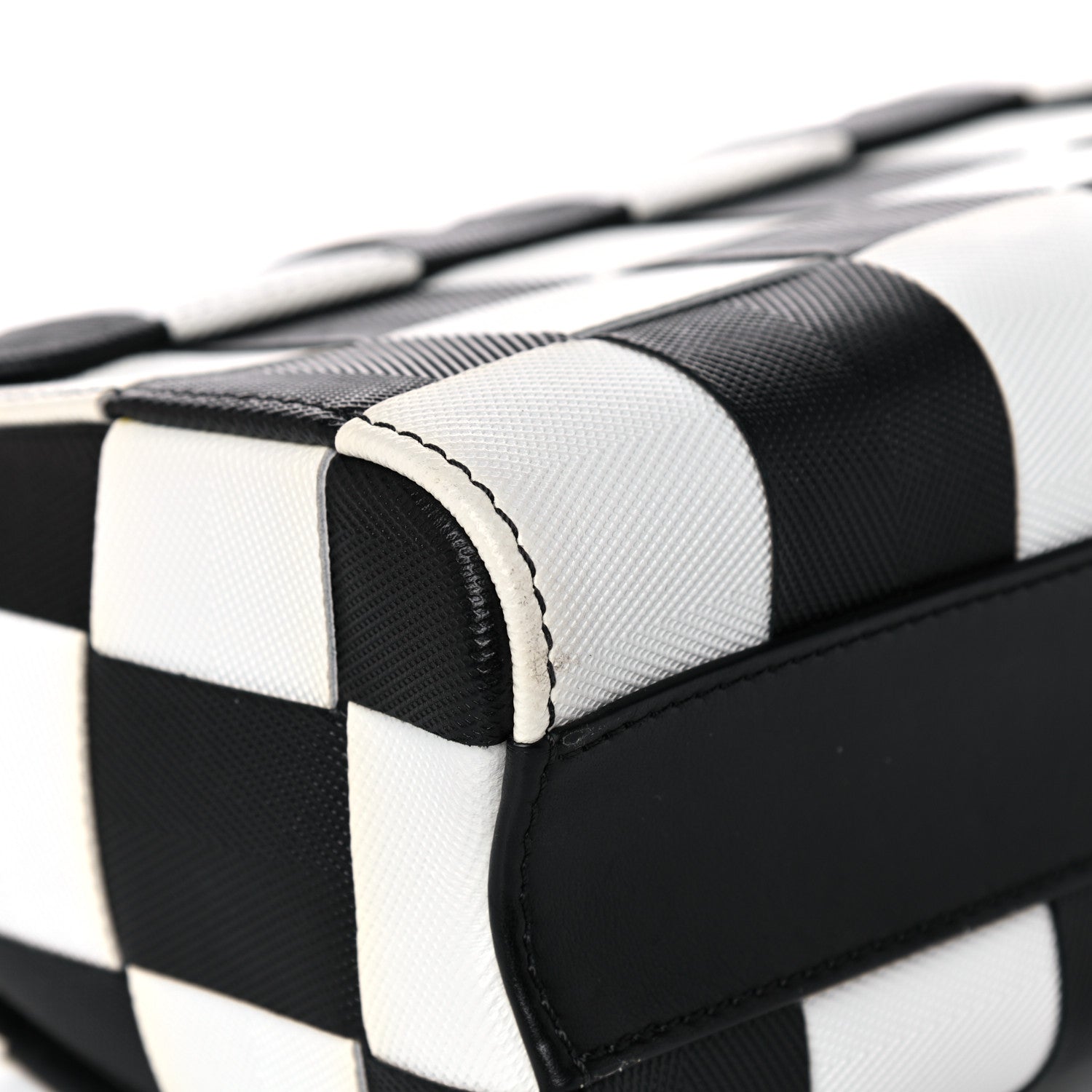 Louis Vuitton Calfskin Damier Tressage Twist Shoulder Bag MM Black White 9 of 13