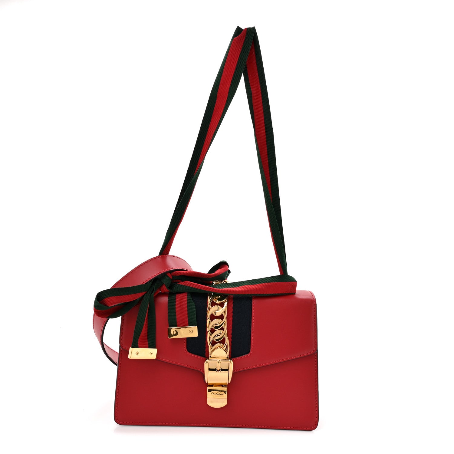 Gucci Calfskin Small Sylvie Shoulder Bag Hibiscus Red 1 of 13