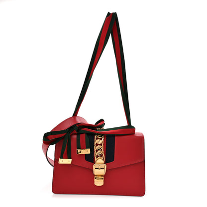 Gucci Calfskin Small Sylvie Shoulder Bag Hibiscus Red 1 of 13