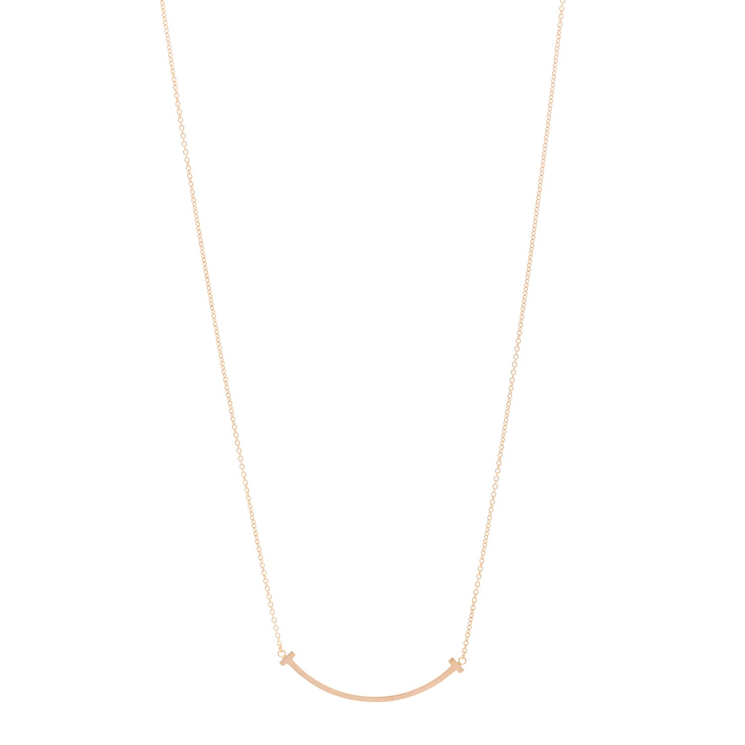 Tiffany 18K Rose Gold Small T Smile Pendant Necklace 1 of 4