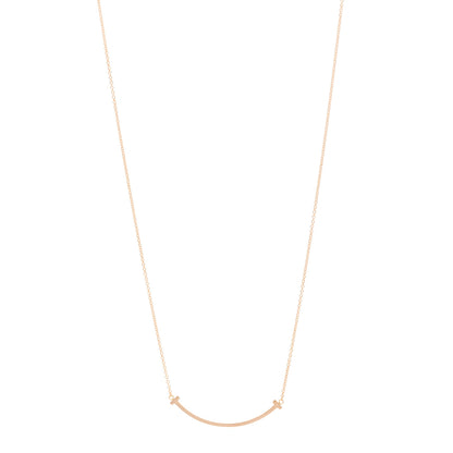 Tiffany 18K Rose Gold Small T Smile Pendant Necklace 1 of 4