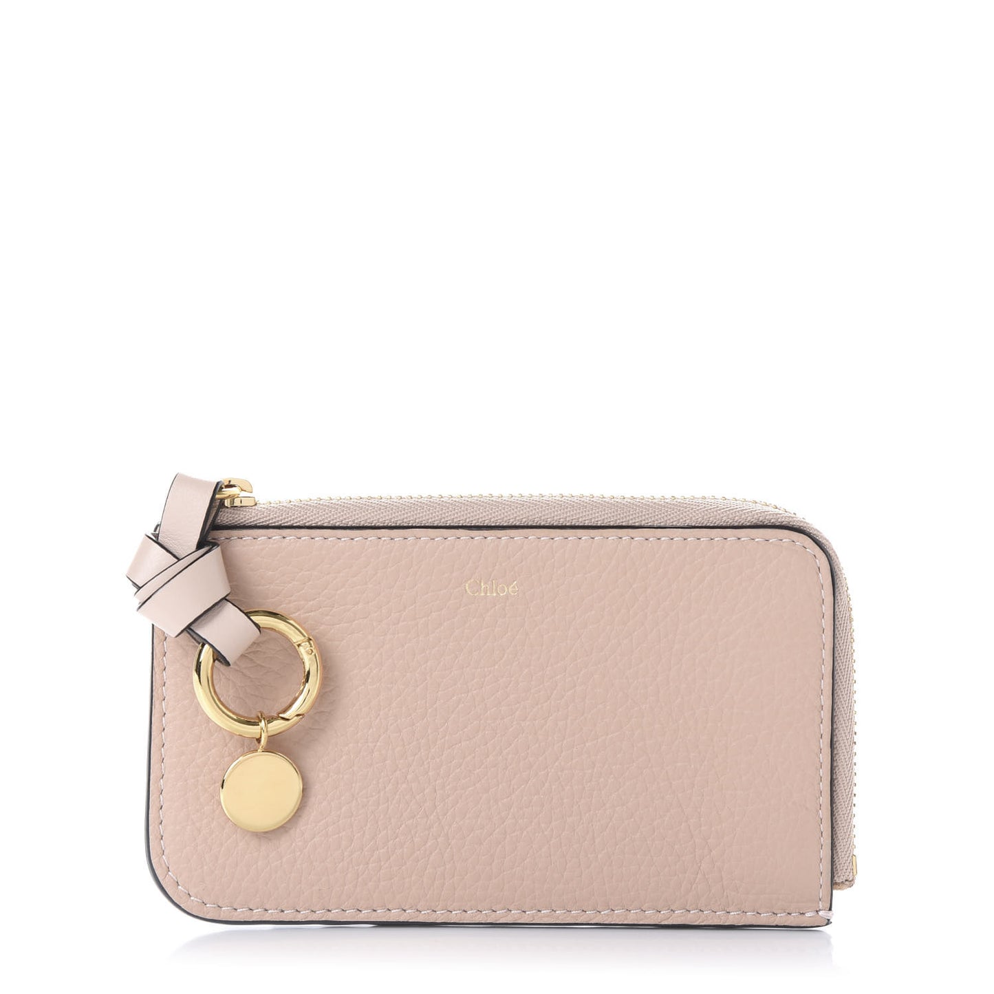 Calfskin Alphabet Purse Wallet Cement Pink