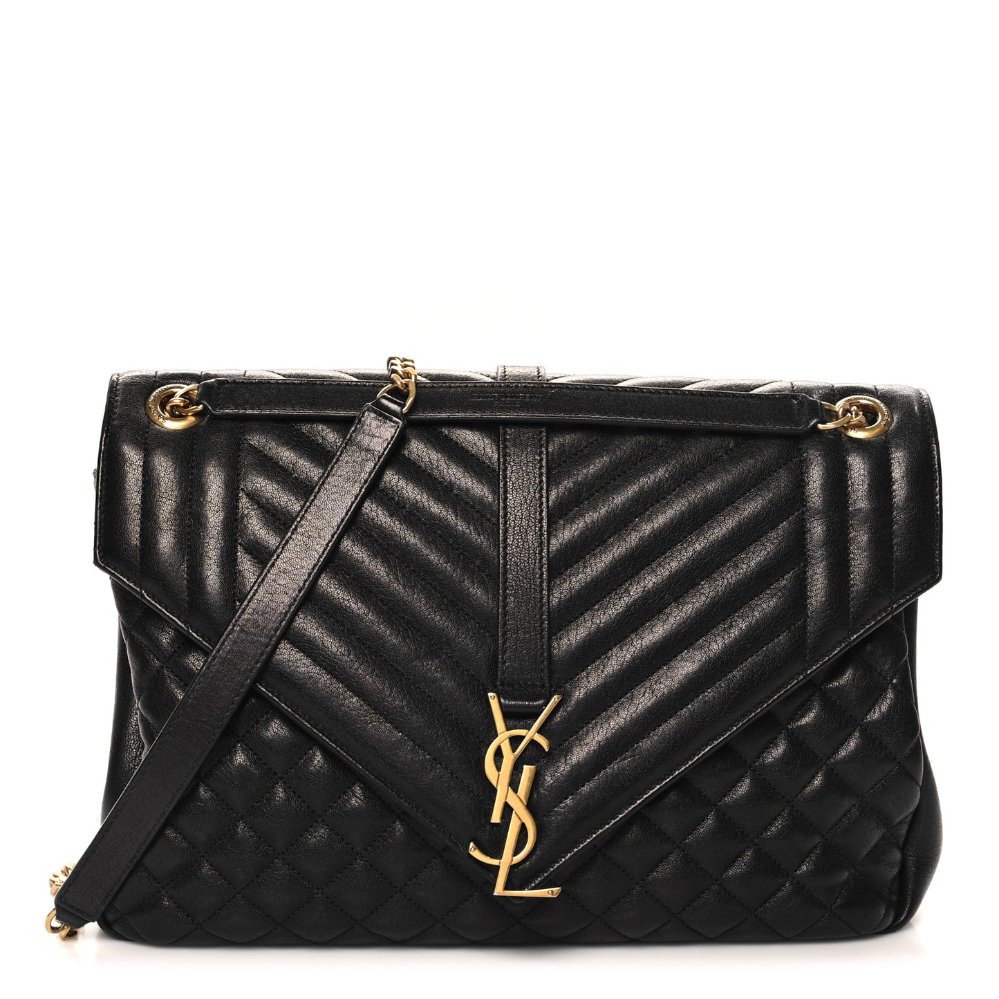 Goatskin Mixed Matelasse Triquilt Large Monogram Satchel Black
