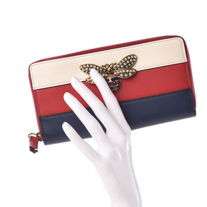 Gucci Calfskin Queen Margaret Zip Around Wallet Blue Agata Hibiscus Red Mystic White 2 of 9