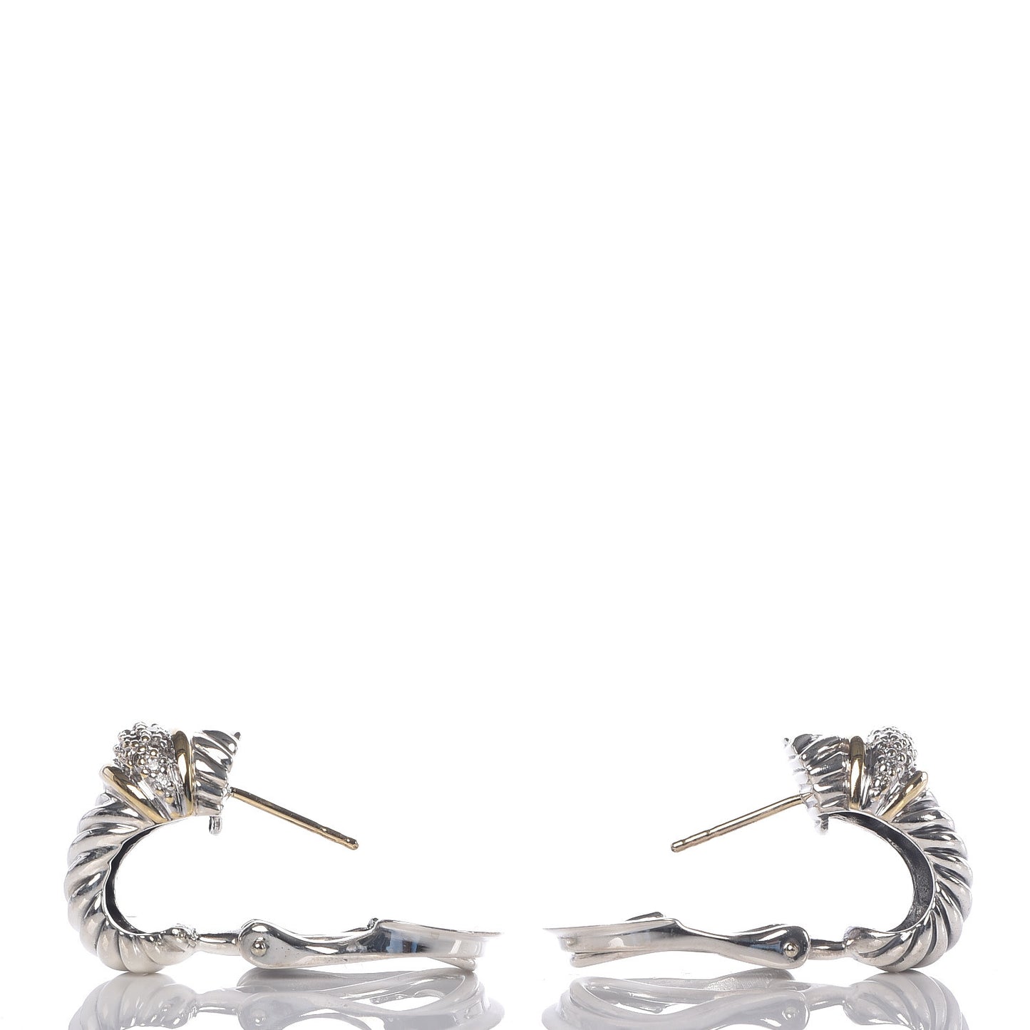 Sterling Silver 18K Yellow Gold Diamond Shrimp Earrings